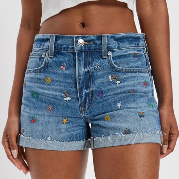 American Eagle Outfitters Pants - American Eagle Denim '90s Boyfriend Short Embroidered Indigo